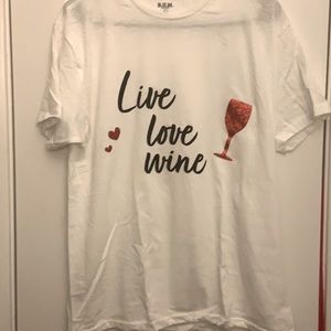 BUM EQUIPMENT White LIVE LOVE WINE TEE SHIRT 100% cotton size L